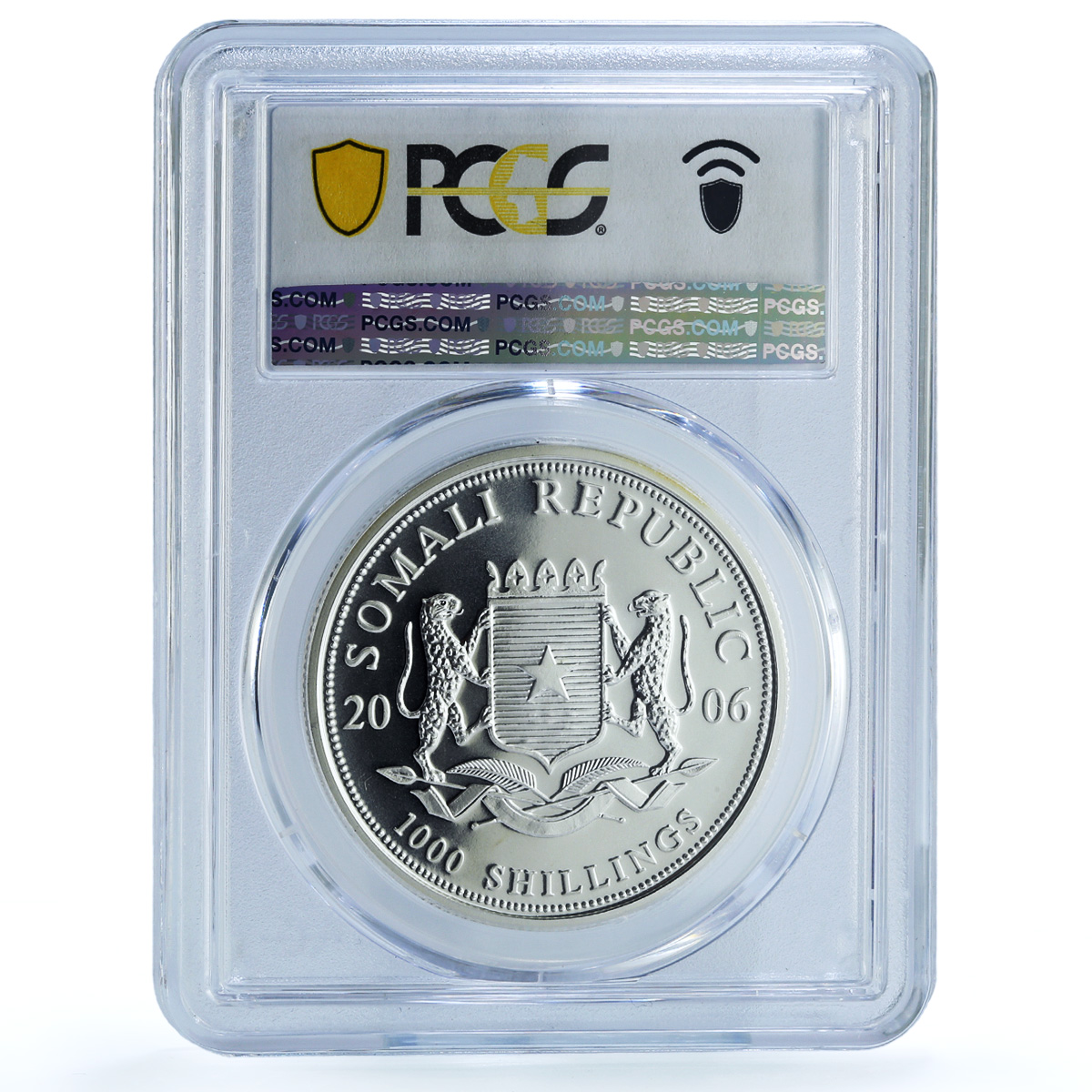 Somalia 1000 shillings Elephant KM-195 Wildlife MS 70 PCGS silver coin 2006 Somalia 1000 shillings Elephant KM-195 Wildlife MS 70 PCGS silver coin 2006