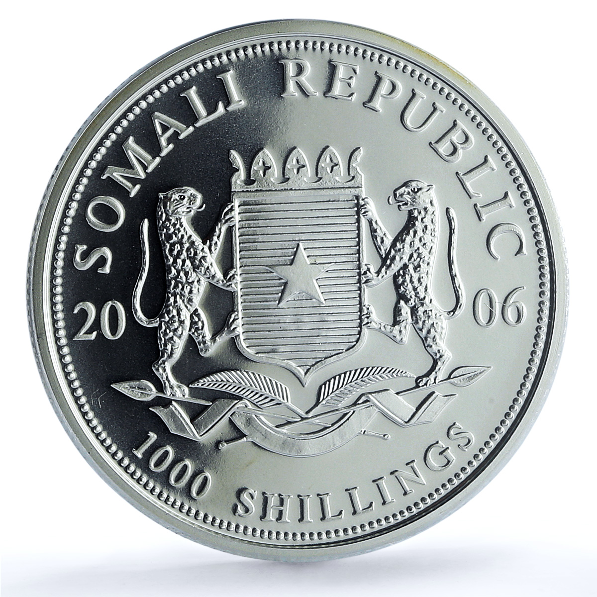 Somalia 1000 shillings Elephant KM-195 Wildlife MS 70 PCGS silver coin 2006 Somalia 1000 shillings Elephant KM-195 Wildlife MS 70 PCGS silver coin 2006