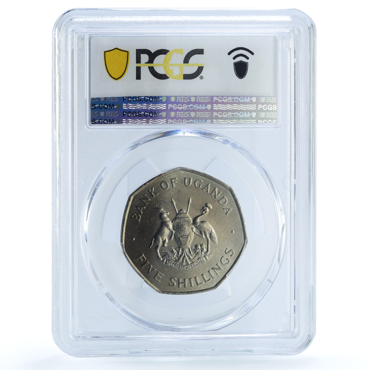 Uganda 5 shillings Republic KM-18 Crane Bird MS 64 PCGS CuNi coin 1972 Uganda 5 shillings Republic KM-18 Crane Bird MS 64 PCGS CuNi coin 1972