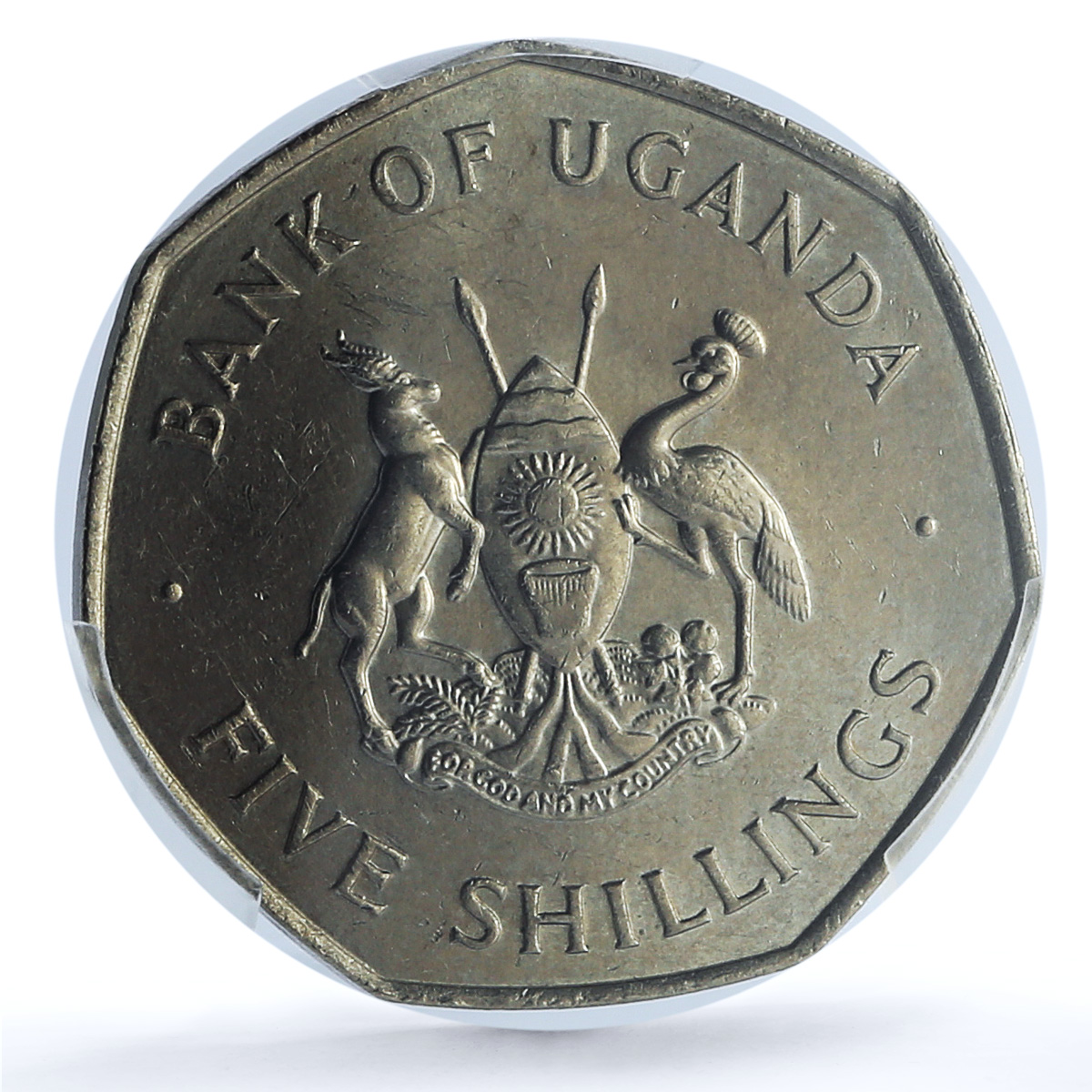 Uganda 5 shillings Republic KM-18 Crane Bird MS 64 PCGS CuNi coin 1972 Uganda 5 shillings Republic KM-18 Crane Bird MS 64 PCGS CuNi coin 1972