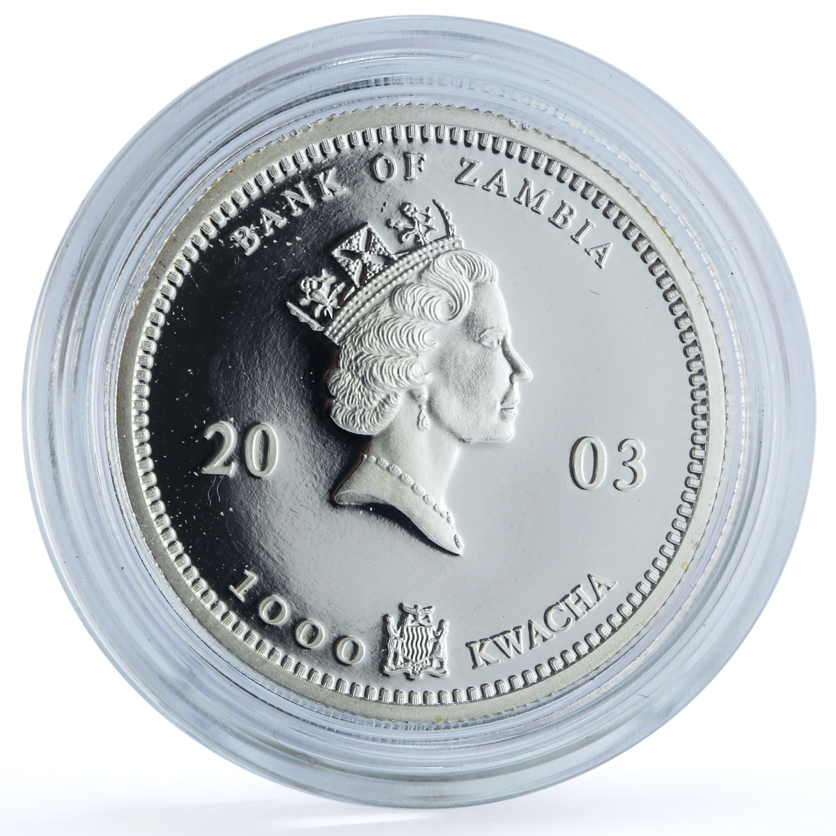 Zambia 1000 kwacha Elephant KM-183 African Wildlife Fauna proof silver coin 2003