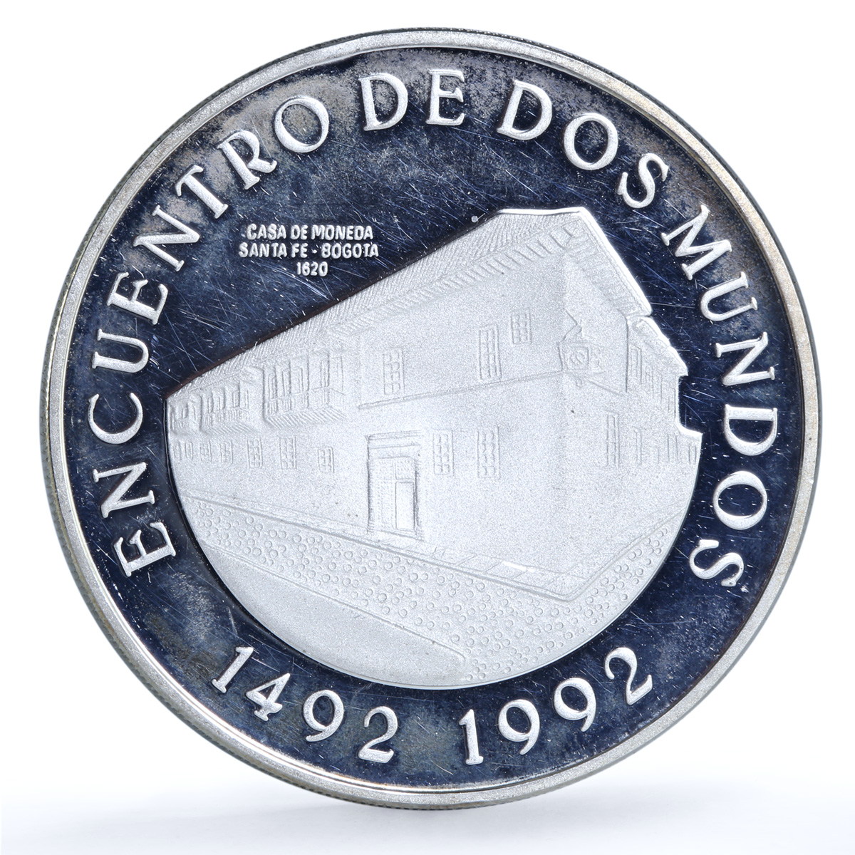 Colombia 10000 pesos Bogota Mint KM-284 Ibero-American proof silver coin 1991