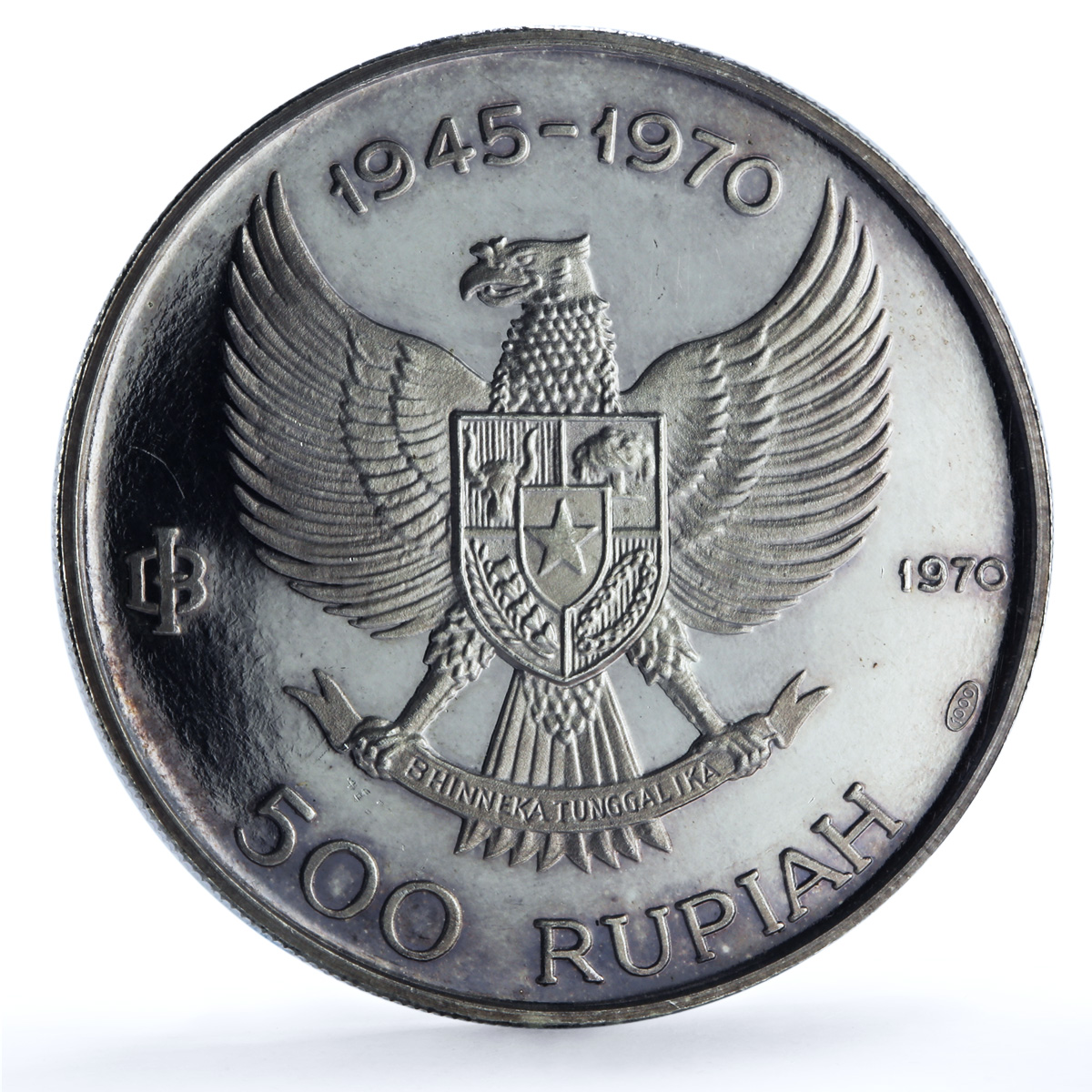 Indonesia 500 rupiah Independence Wayang Dancer KM-25 proof silver coin 1970