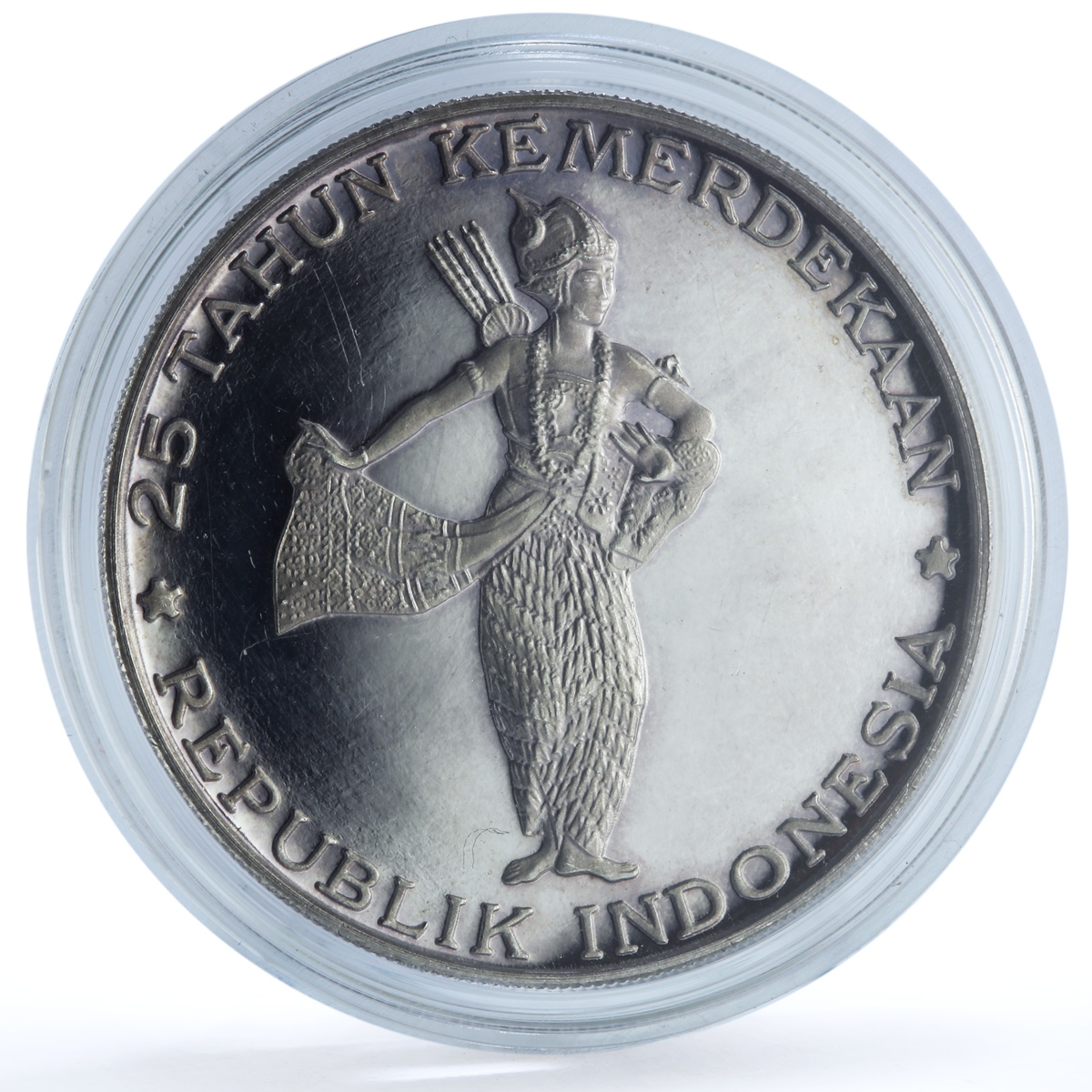 Indonesia 500 rupiah Independence Wayang Dancer KM-25 proof silver coin 1970