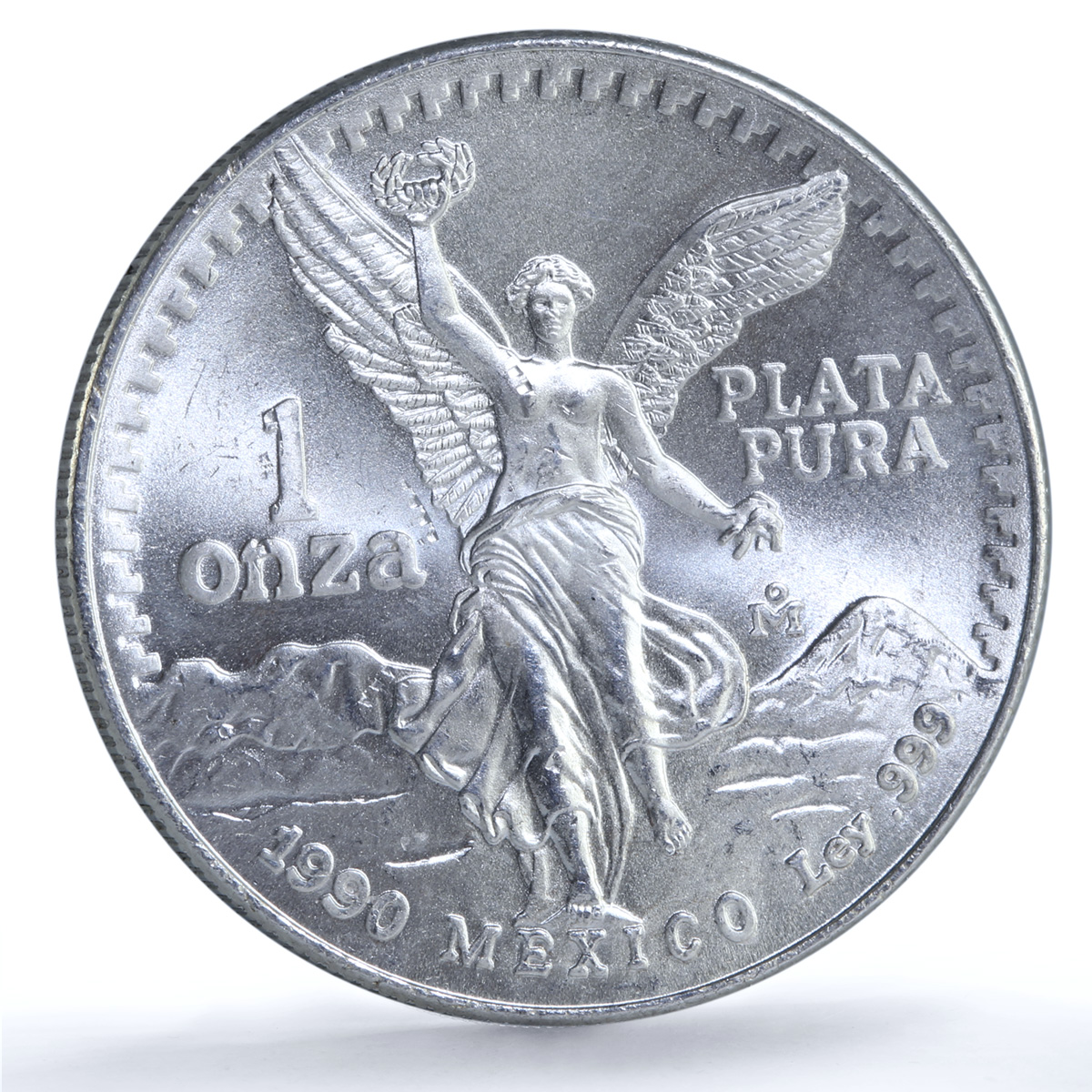 Mexico 1 onza Libertad Angel of Independence KM-494.2 Bullion silver coin 1990