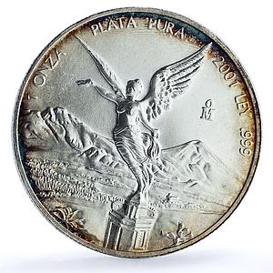 Mexico 1 onza Libertad Angel of Independence KM-639 Bullion silver coin 2001