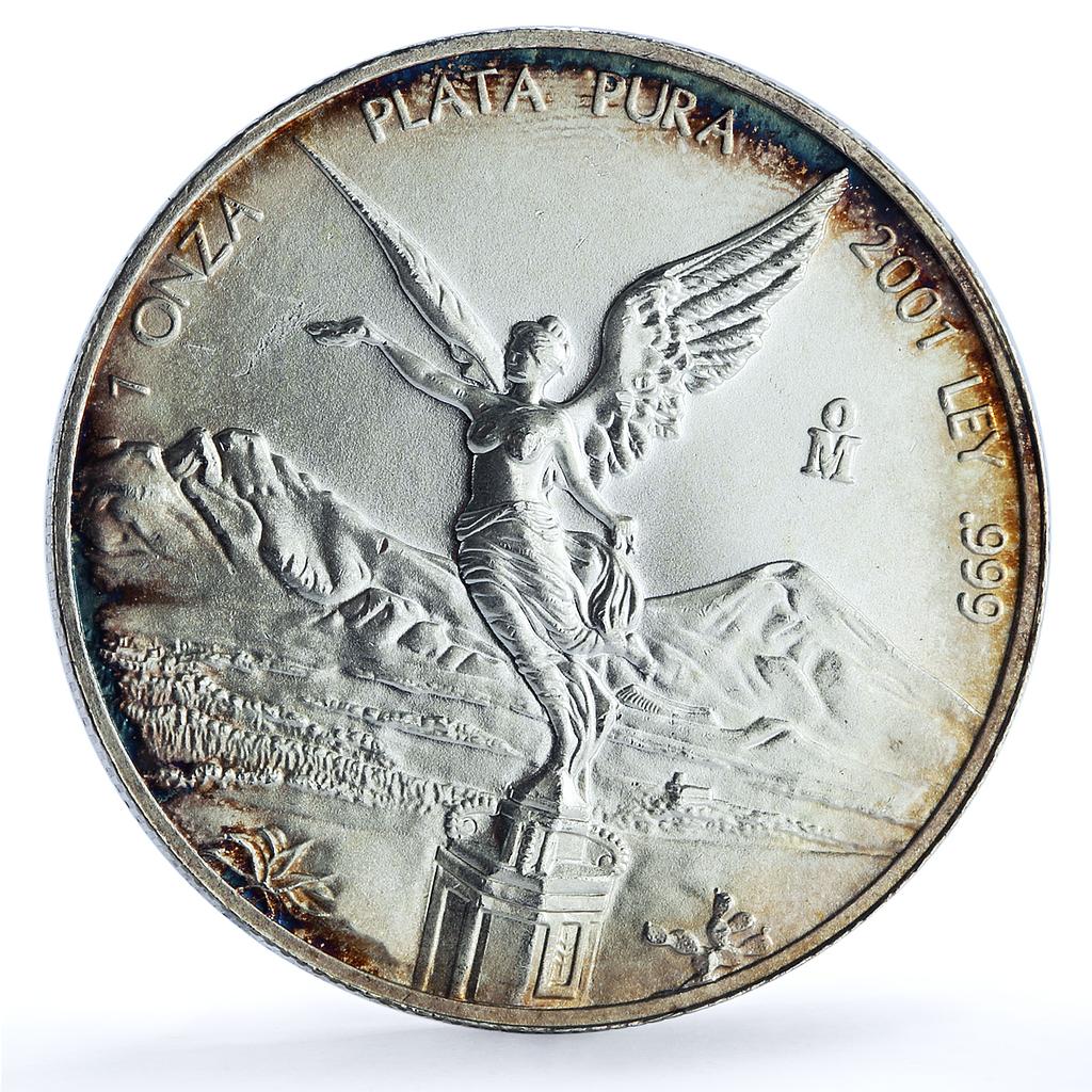 Mexico 1 onza Libertad Angel of Independence KM-639 Bullion silver coin 2001