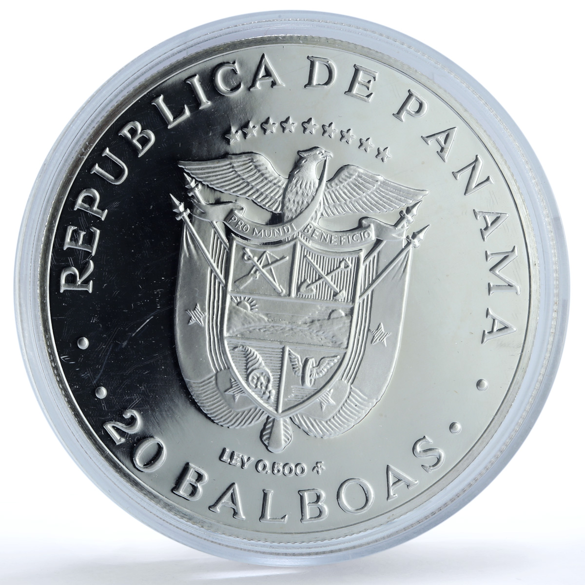 Panama 20 balboas Liberator Libertador KM-71 Horseman proof silver coin 1981
