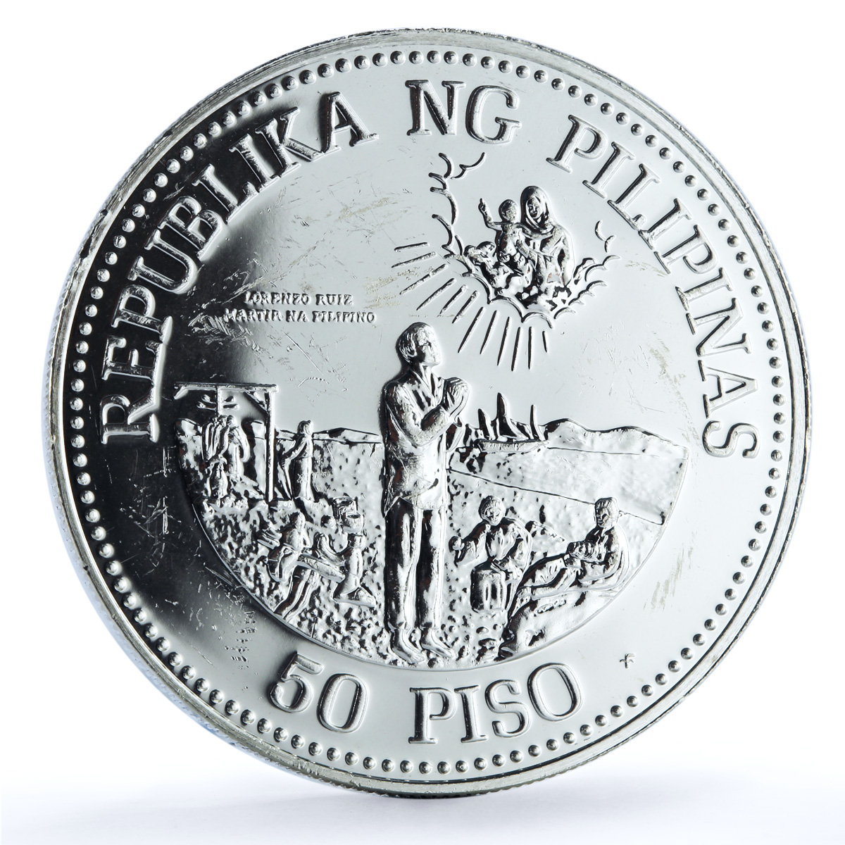 Philippines 50 piso Pope John Paul II KM-233 Religion Politics silver coin 1981