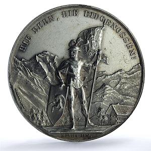 Switzerland Bern Shooting Festival High Relief Richter-210a silver medal 1888