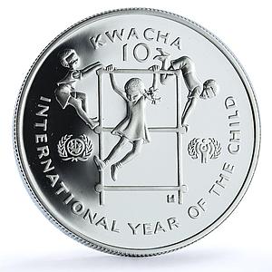 Zambia 10 kwacha Year of the Child KM-21 UNICEF Children proof silver coin 1980