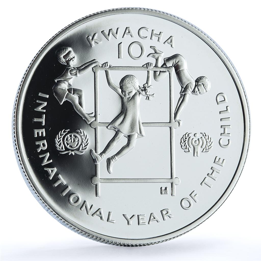 Zambia 10 kwacha Year of the Child KM-21 UNICEF Children proof silver coin 1980