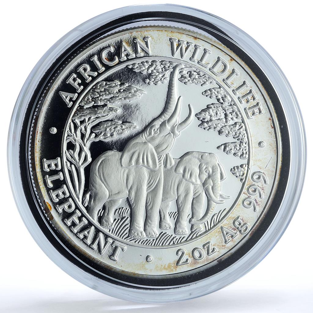 Zambia 10000 kwacha Elephant KM-188 African Wildlife 2 oz proof silver coin 2003