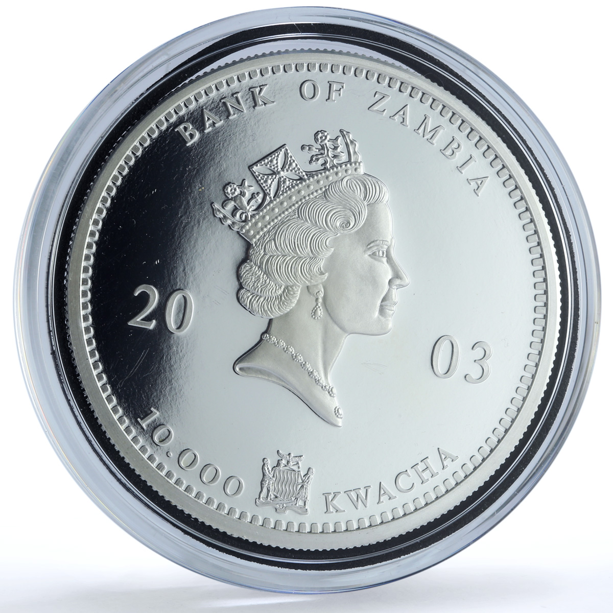 Zambia 10000 kwacha Elephant KM-188 African Wildlife 2 oz proof silver coin 2003