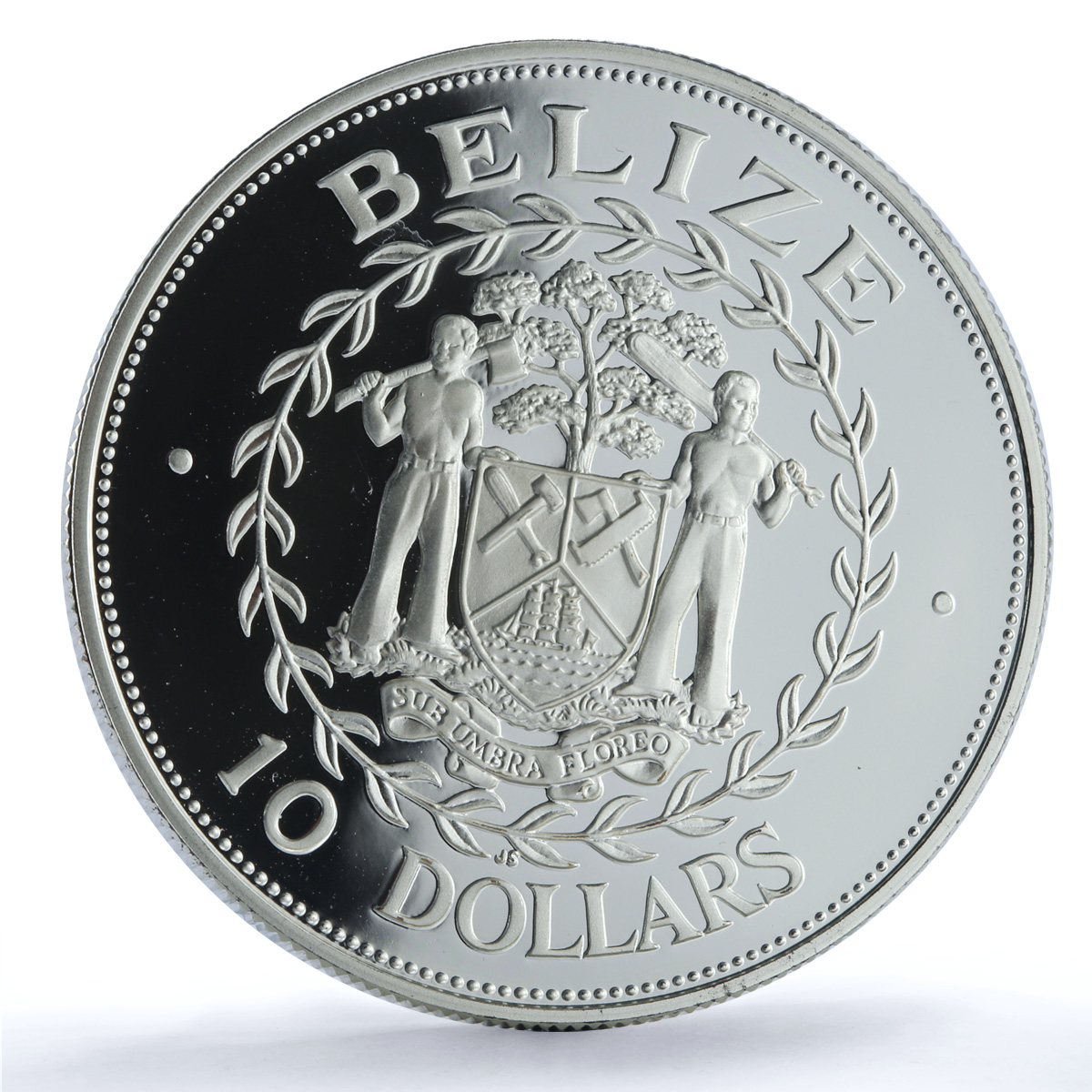 Belize 10 dollars Central Bank KM-104 Anniversary Bird proof silver coin 1992