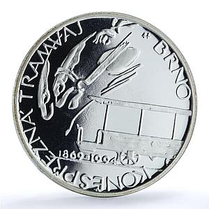 Czech Republic 200 korun Tram in Brno KM-13 Train Horse proof silver coin 1994