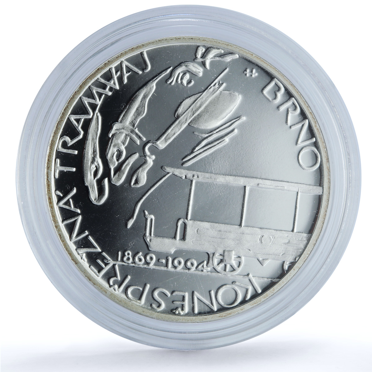 Czech Republic 200 korun Tram in Brno KM-13 Train Horse proof silver coin 1994 Czech Republic 200 korun Tram in Brno KM-13 Train Horse proof silver coin 1994