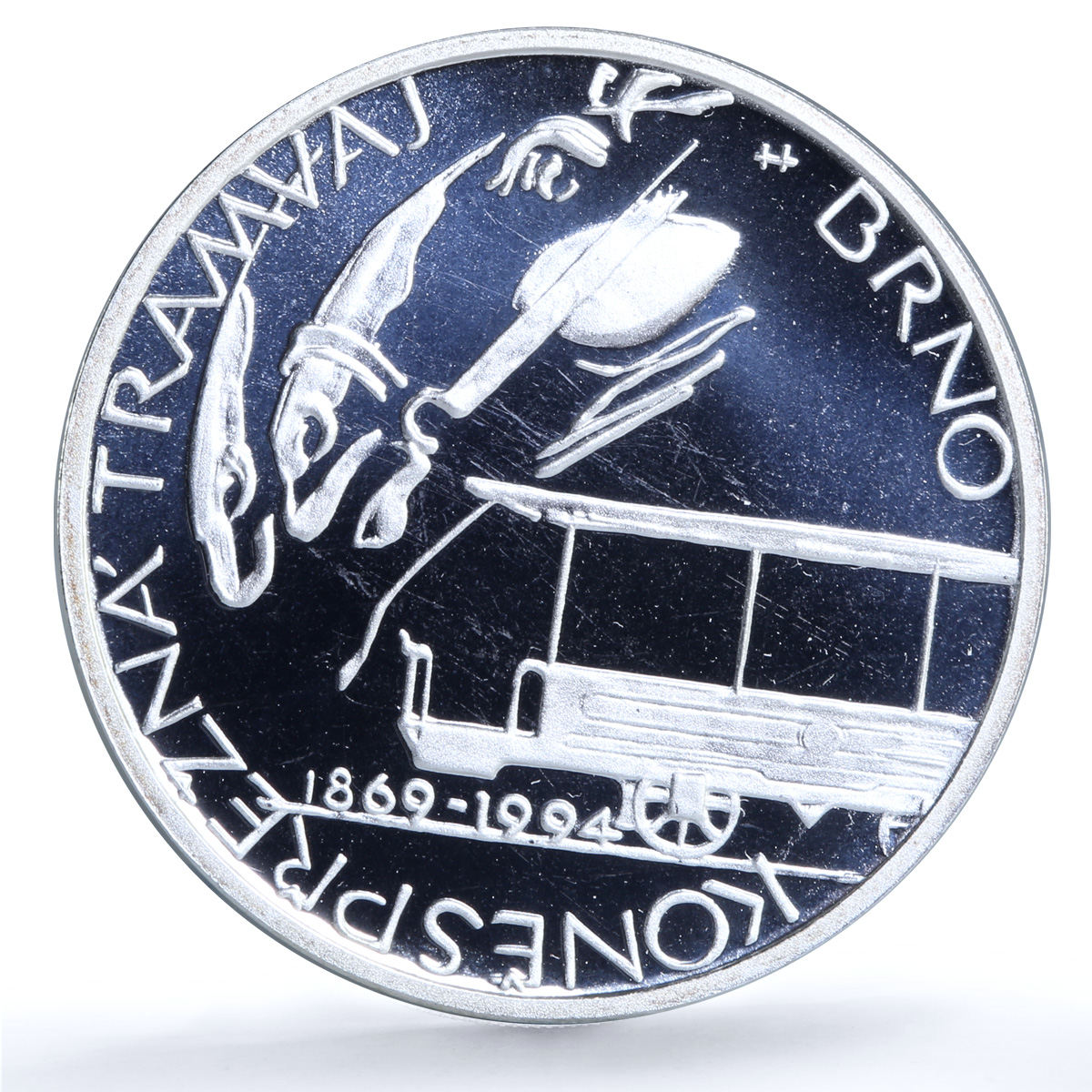Czech Republic 200 korun Tram in Brno KM-13 Train Horse proof silver coin 1994 Czech Republic 200 korun Tram in Brno KM-13 Train Horse proof silver coin 1994