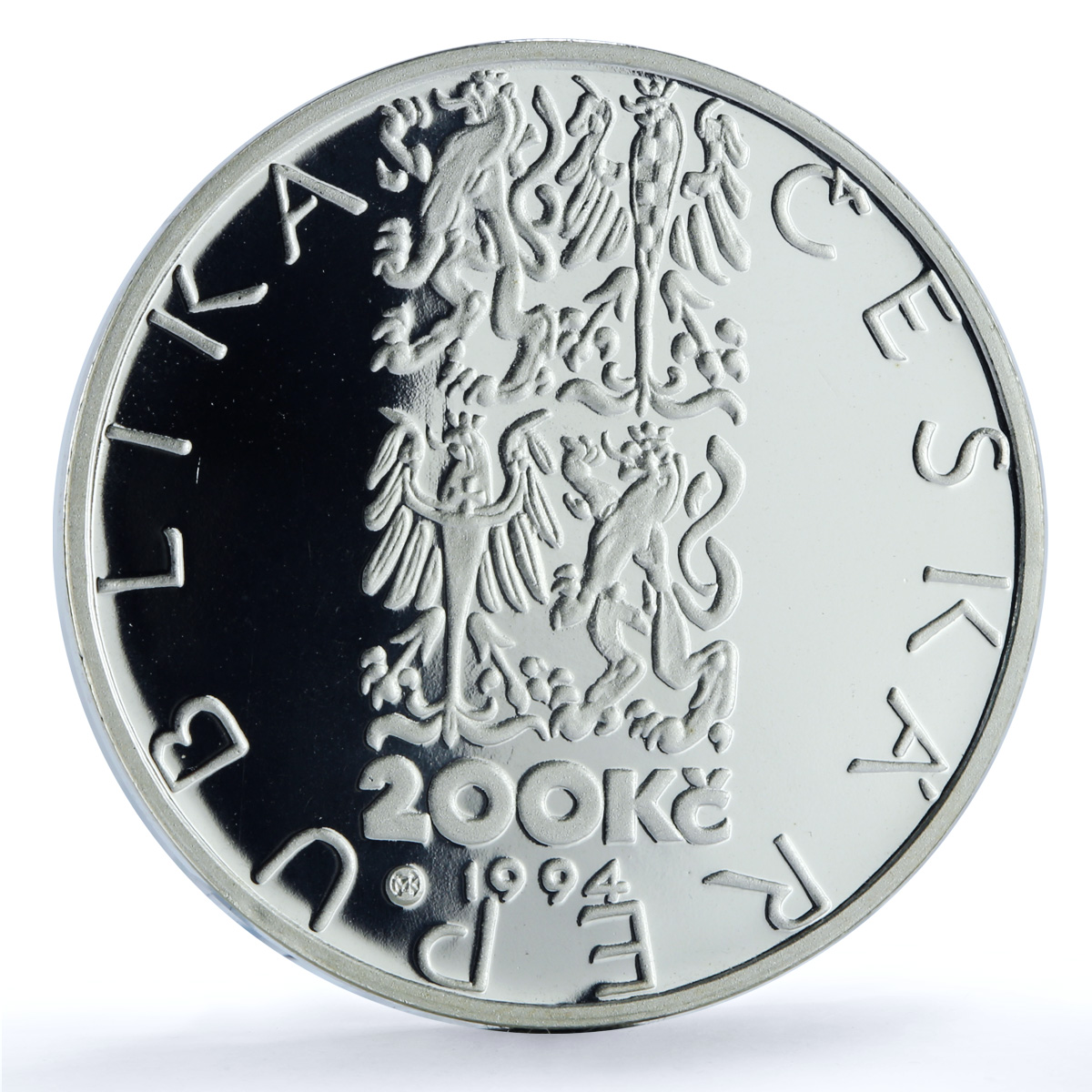 Czech Republic 200 korun Tram in Brno KM-13 Train Horse proof silver coin 1994