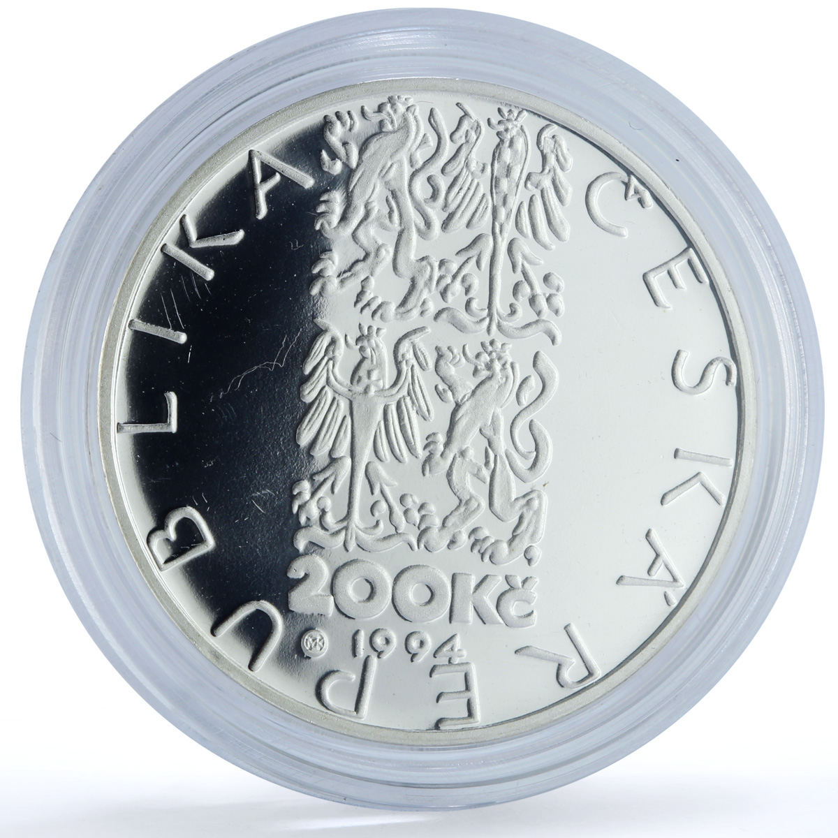 Czech Republic 200 korun Tram in Brno KM-13 Train Horse proof silver coin 1994