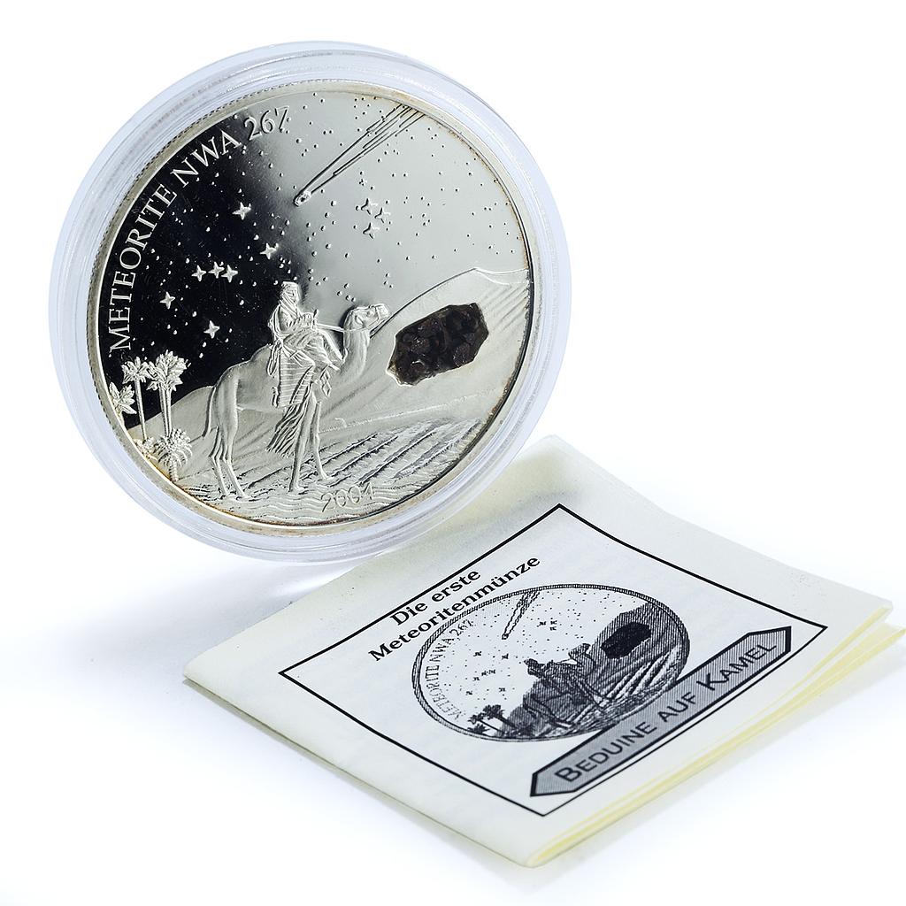 Liberia 10 dollars Meteorite NWA 267 KM-1605 Space Camel proof silver coin 2004