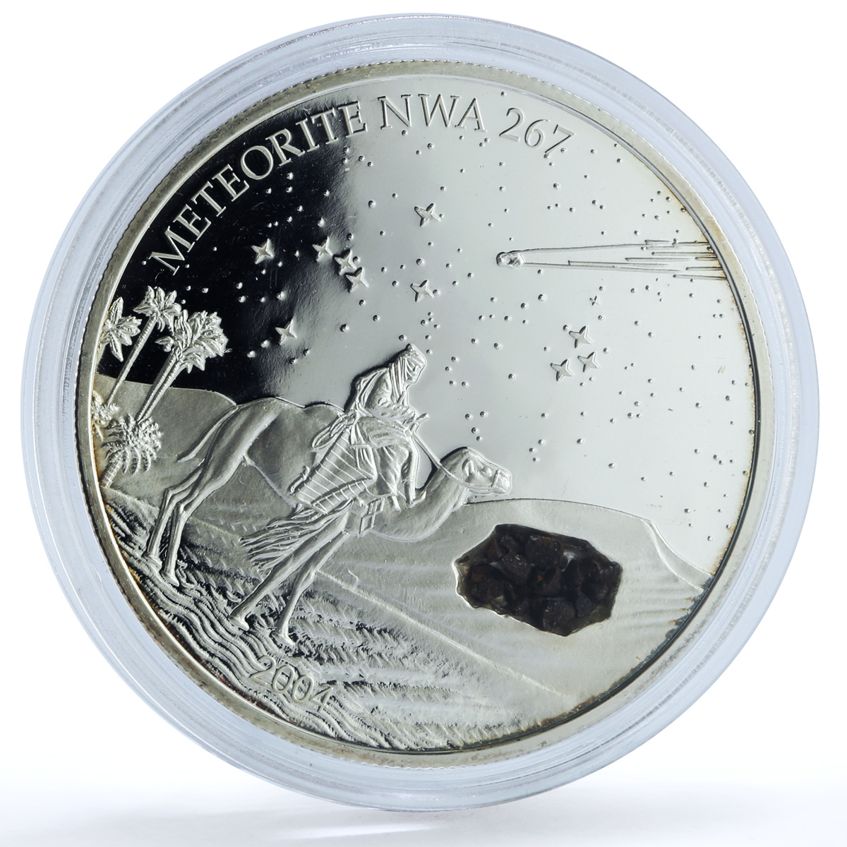 Liberia 10 dollars Meteorite NWA 267 KM-1605 Space Camel proof silver coin 2004