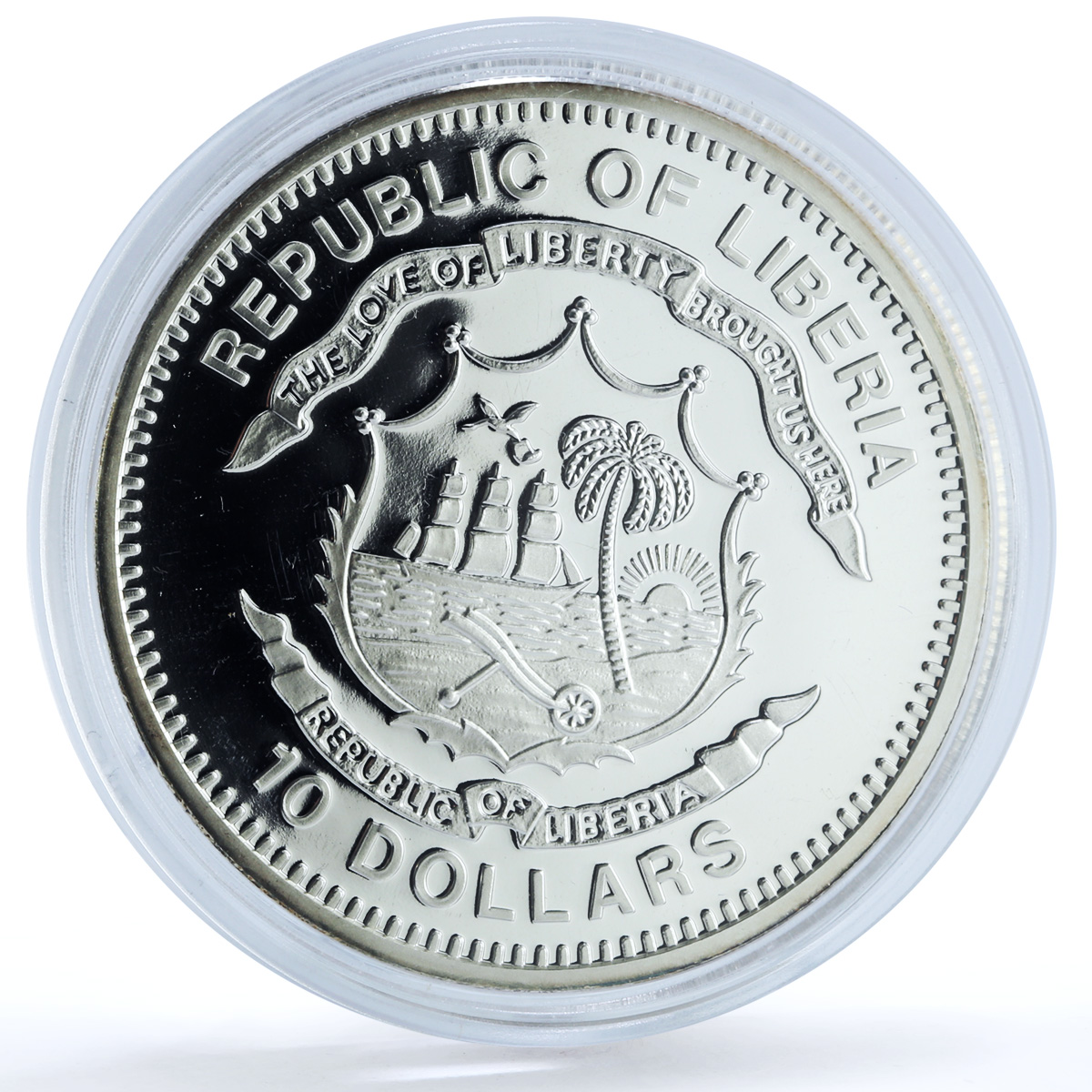 Liberia 10 dollars Meteorite NWA 267 KM-1605 Space Camel proof silver coin 2004