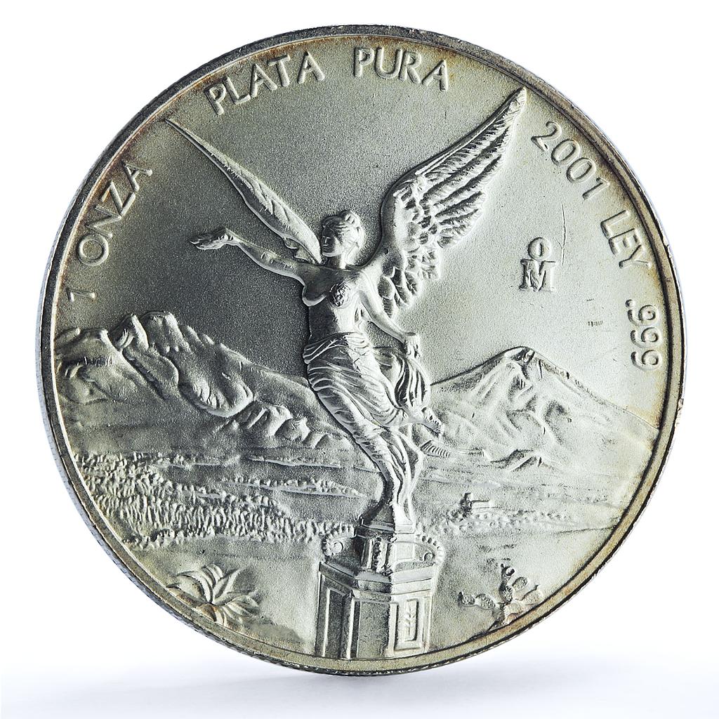 Mexico 1 onza Libertad Angel of Independence KM-639 Bullion silver coin 2001