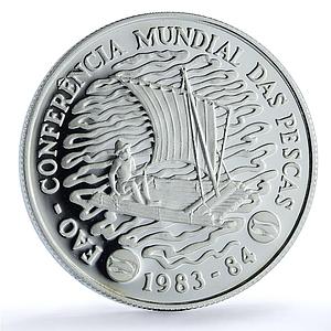 Mozambique 50 meticais FAO KM-106a Food Day Ship Boat proof silver coin 1983