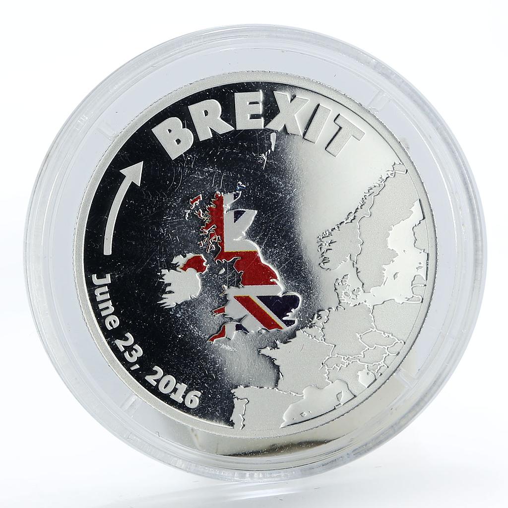 Cook Islands 1 dollar British Brexit Leaving the EU colored silver coin 2016