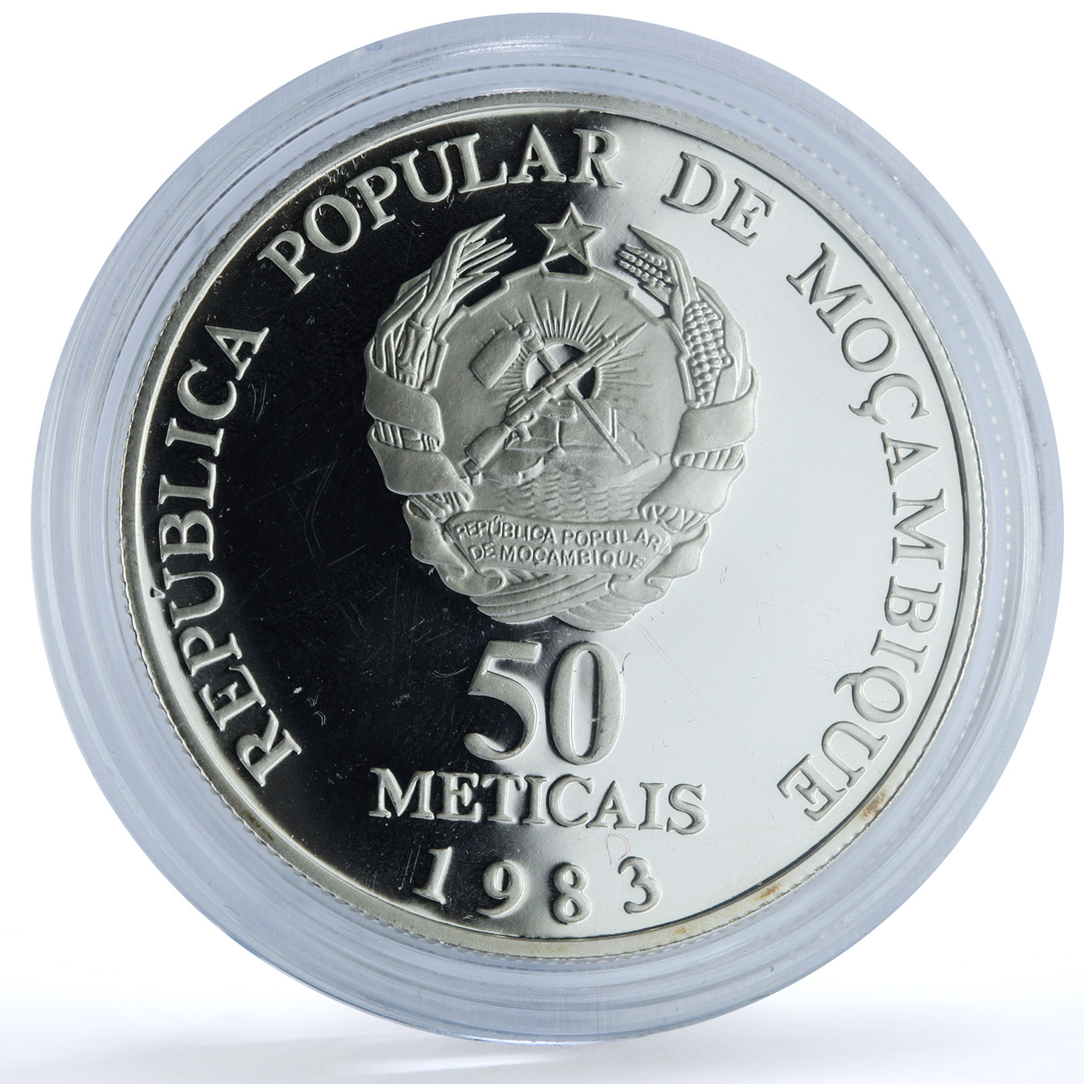 Mozambique 50 meticais FAO KM-106a Food Day Ship Boat proof silver coin 1983