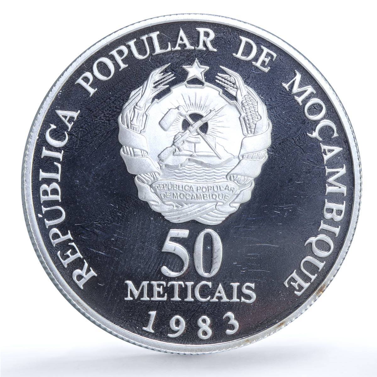 Mozambique 50 meticais FAO KM-106a Food Day Ship Boat proof silver coin 1983