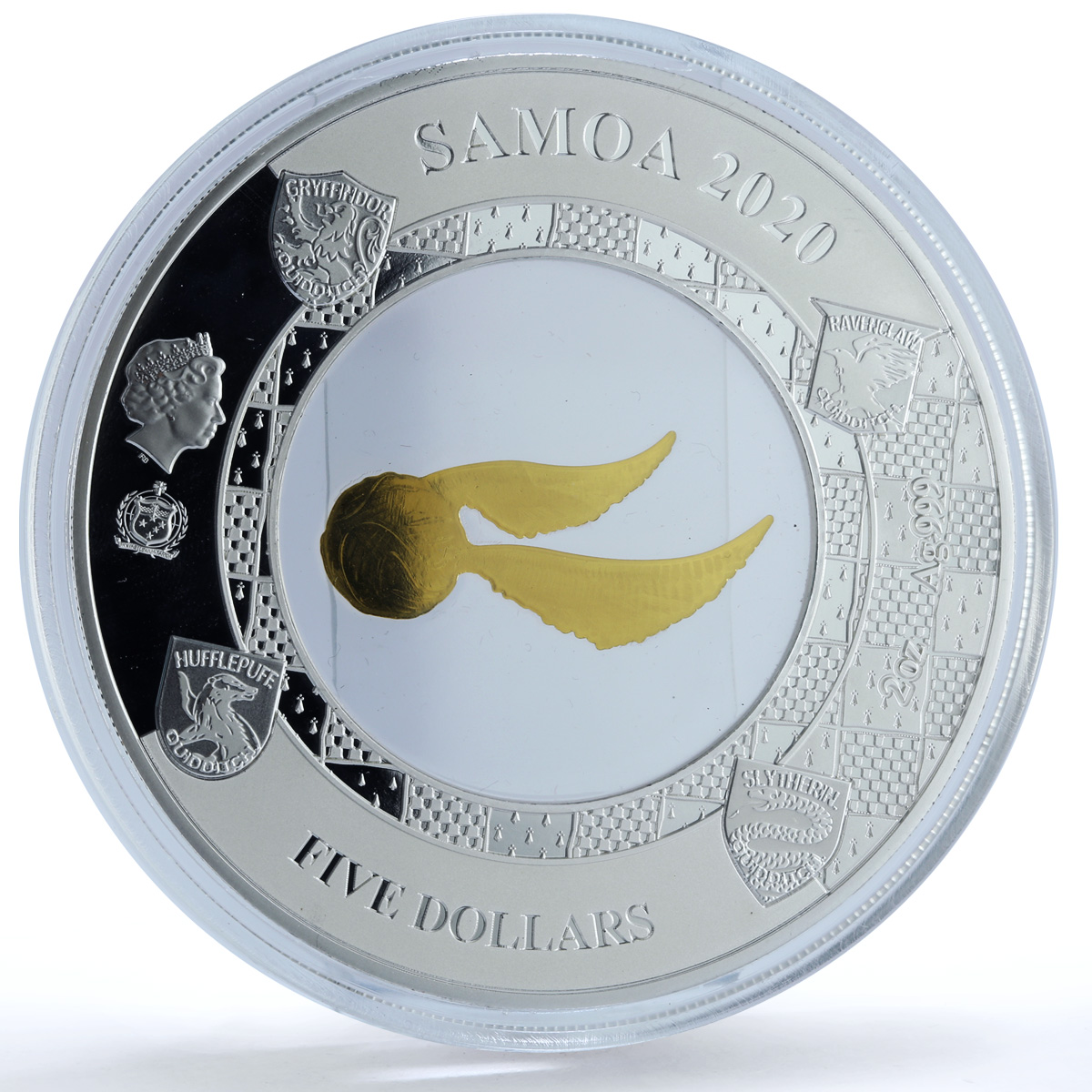 Samoa 5 dollars Golden Snitch Harry Potter Gilt KM-527 Cinema silver coin 2020