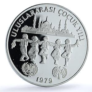 Turkey 500 lira Year of the Child KM-931 UNICEF Mosque proof silver coin 1979