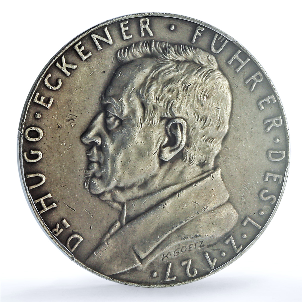 Germany Hugo Eckener Airship Flight Pyramids Sphinx SP61 PCGS silver medal 1929 Germany Hugo Eckener Airship Flight Pyramids Sphinx SP61 PCGS silver medal 1929