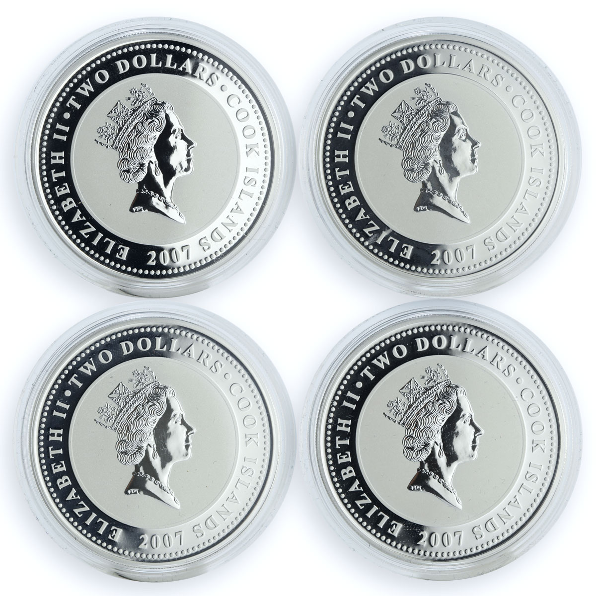 Cook Islands set 4 coins Sherlock Holmes colored silver 2007