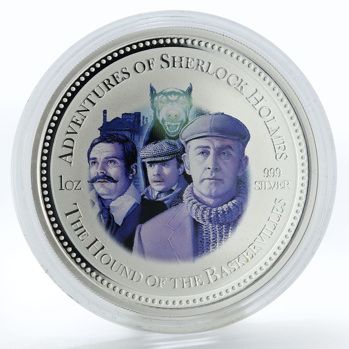 Cook Islands set 4 coins Sherlock Holmes colored silver 2007