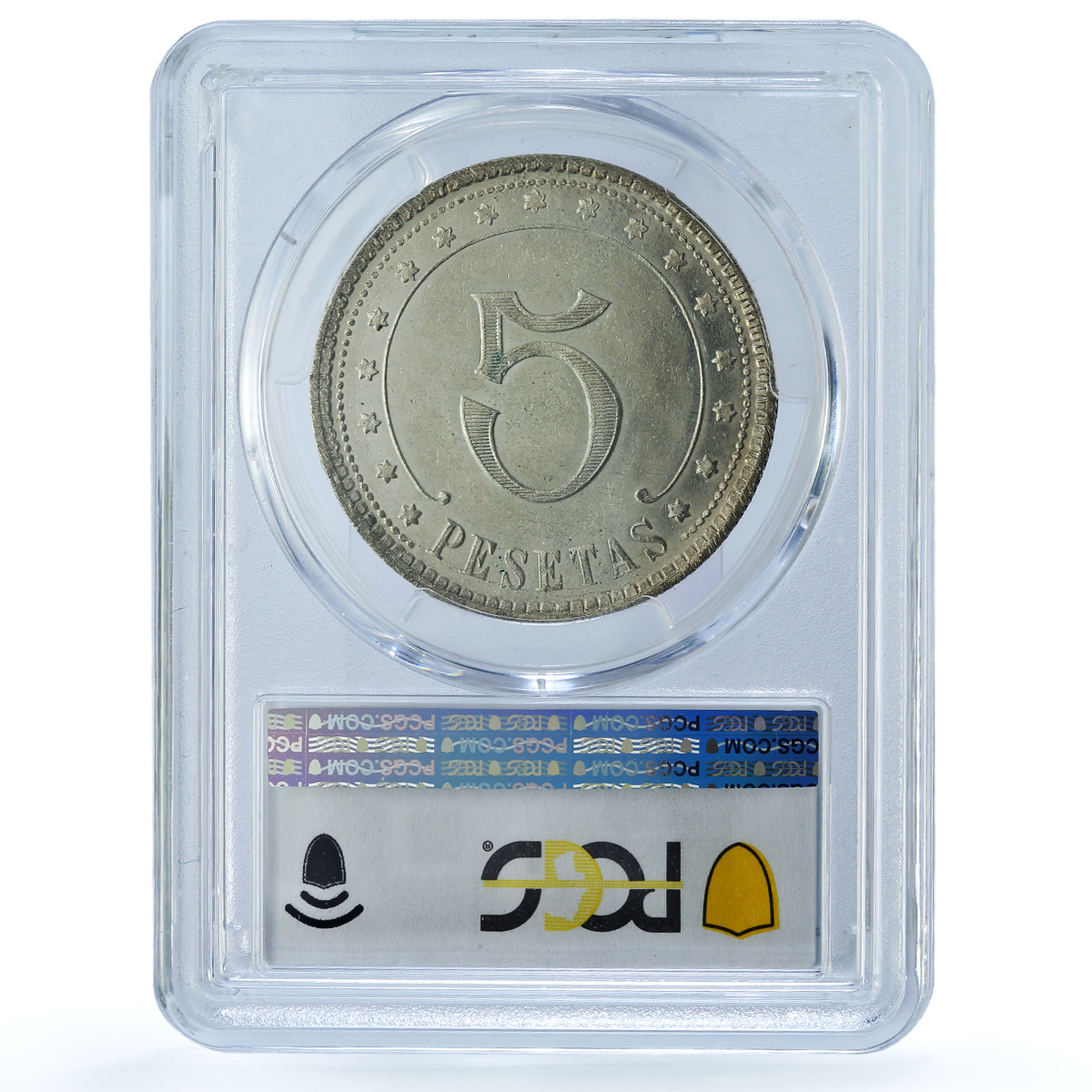 Spain 5 pesetas Casino Army Navy AU58 PCGS silver coin 1921 Spain 5 pesetas Casino Army Navy AU58 PCGS silver coin 1921