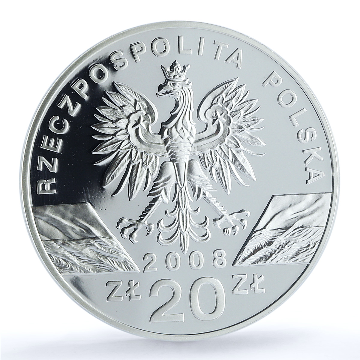 Poland 20 zlotych Sokol Falcon Animals Birds Fauna PR68 PCGS silver coin 2008