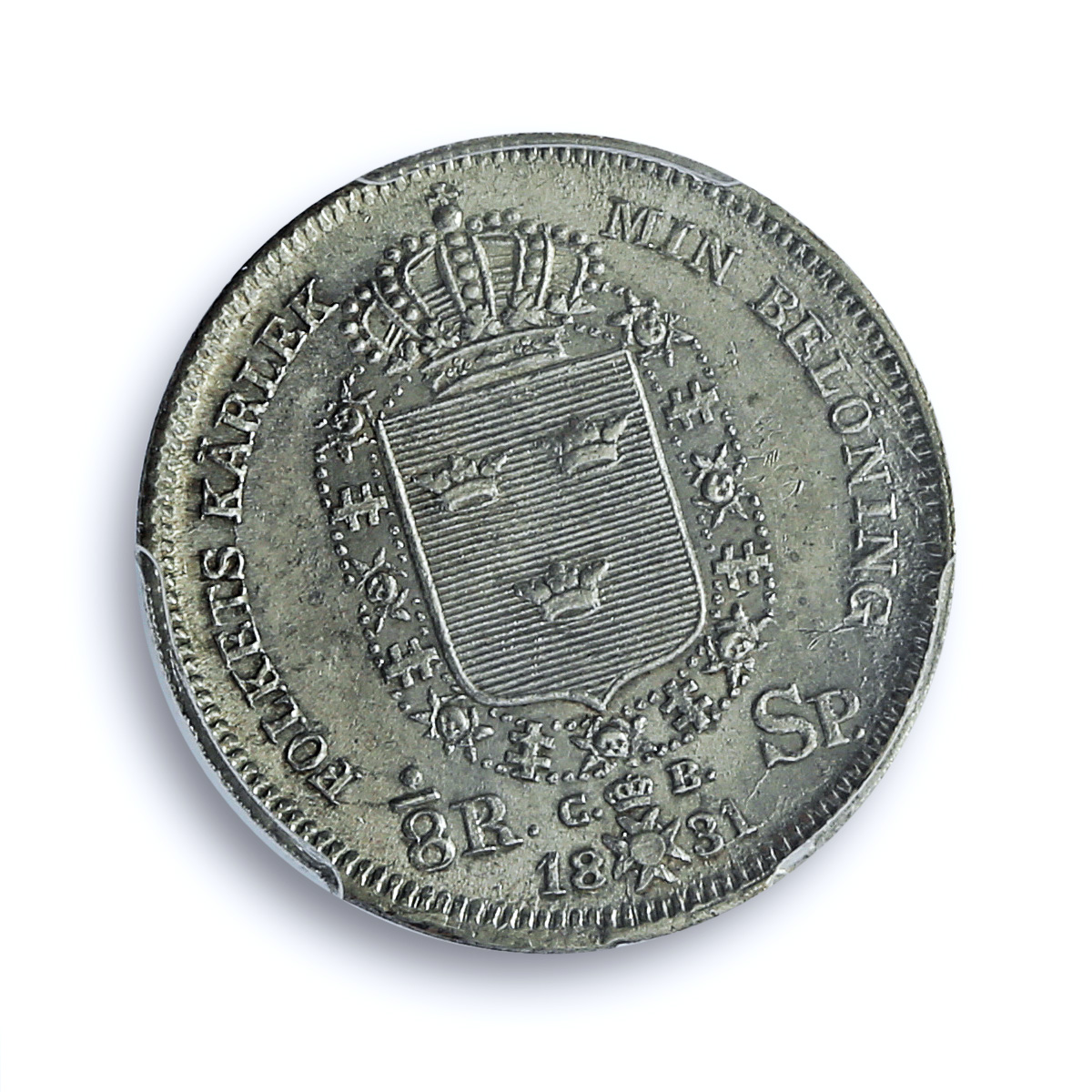Sweden 1/8 riksdaler King Carl Charles XIV Coinage MS62 PCGS silver coin 1831 Sweden 1/8 riksdaler King Carl Charles XIV Coinage MS62 PCGS silver coin 1831