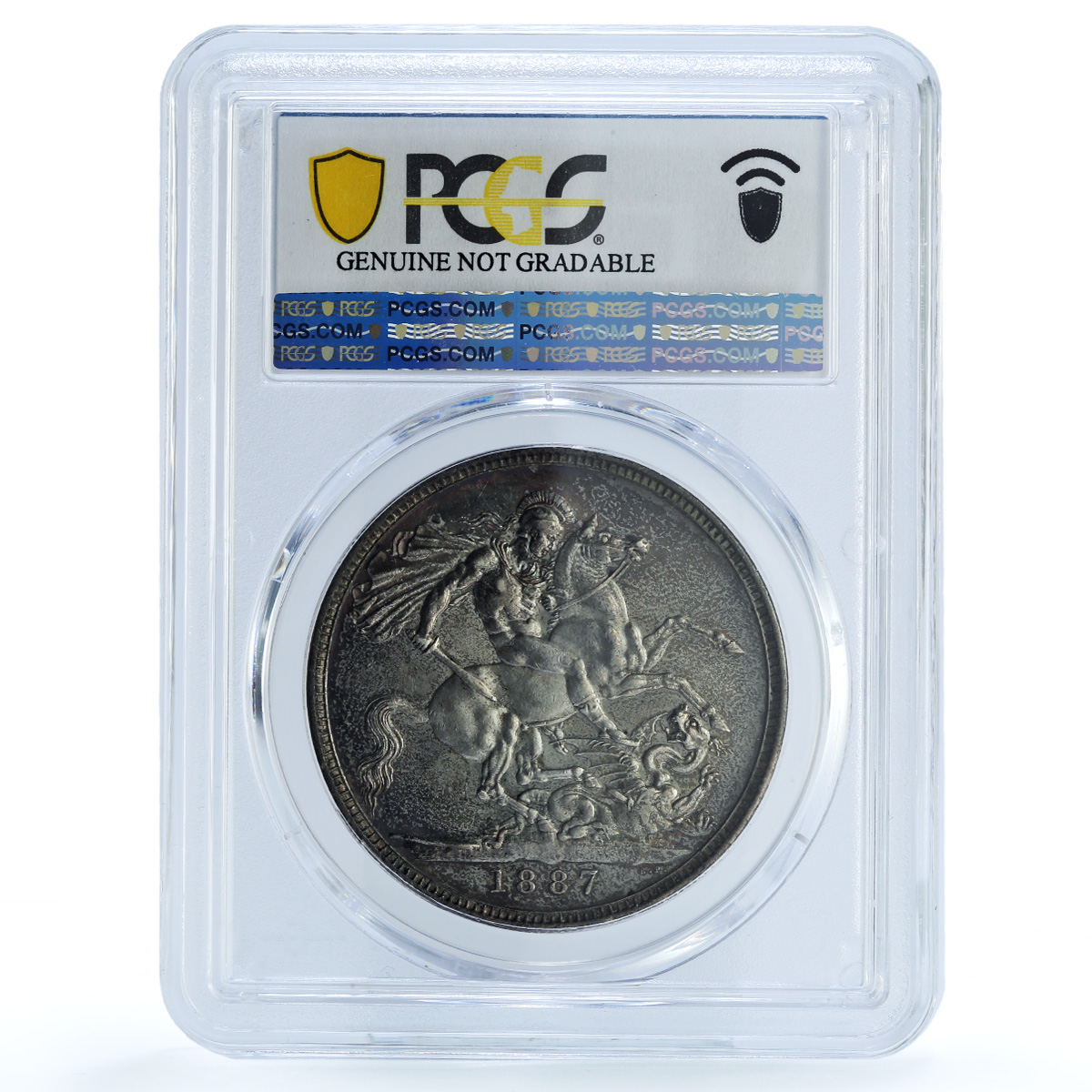 Great Britain 1 crown Queen Victoria St George KM-765 AU PCGS silver coin 1887 Great Britain 1 crown Queen Victoria St George KM-765 AU PCGS silver coin 1887