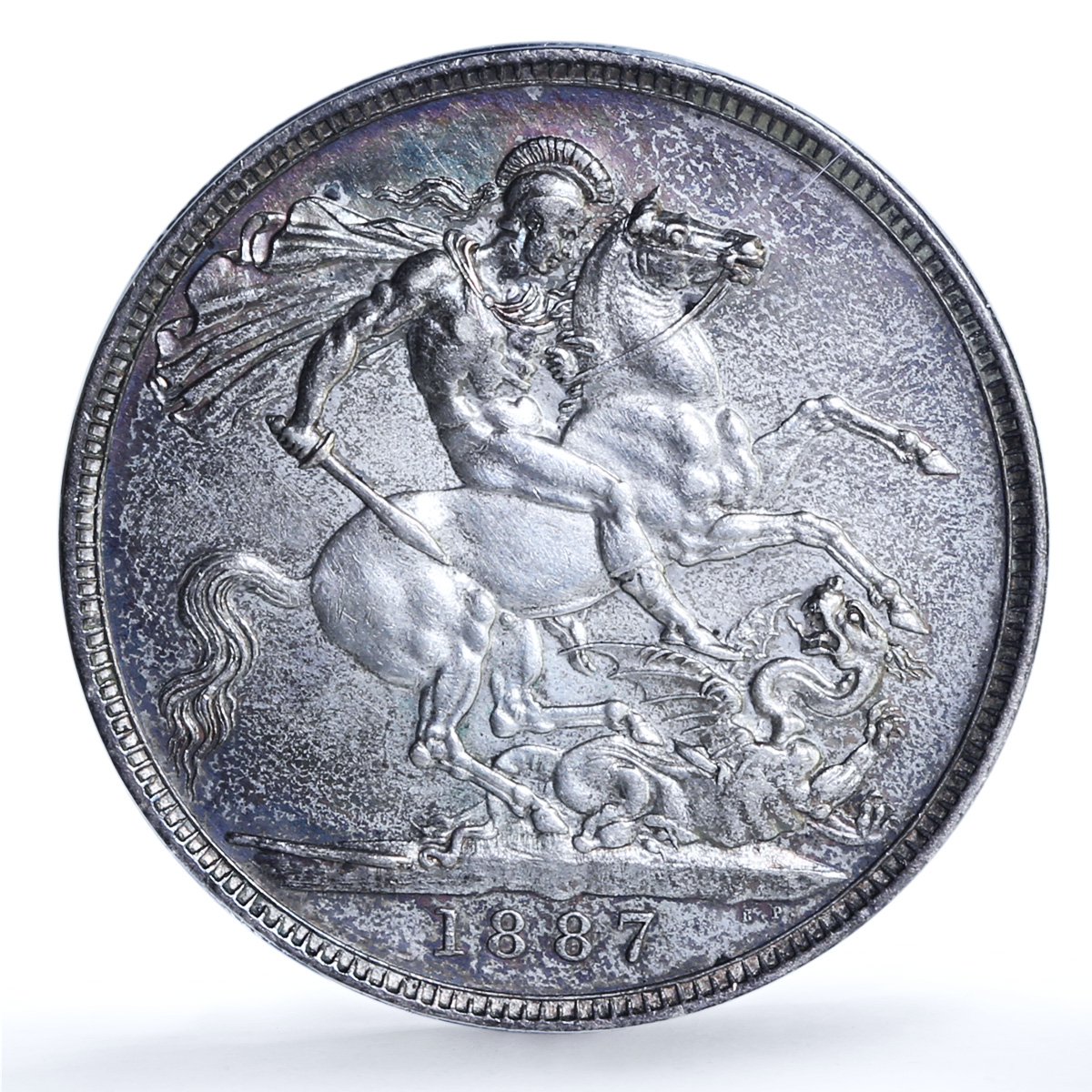 Great Britain 1 crown Queen Victoria St George KM-765 AU PCGS silver coin 1887 Great Britain 1 crown Queen Victoria St George KM-765 AU PCGS silver coin 1887