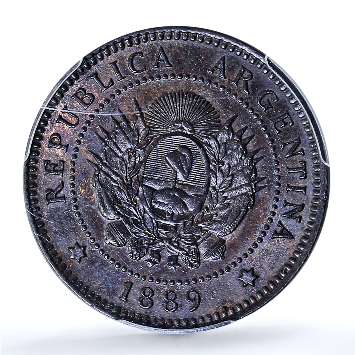 Argentina 1 centavo Republic Coinage Libertad KM-32 MS63 PCGS bronze coin 1889 Argentina 1 centavo Republic Coinage Libertad KM-32 MS63 PCGS bronze coin 1889