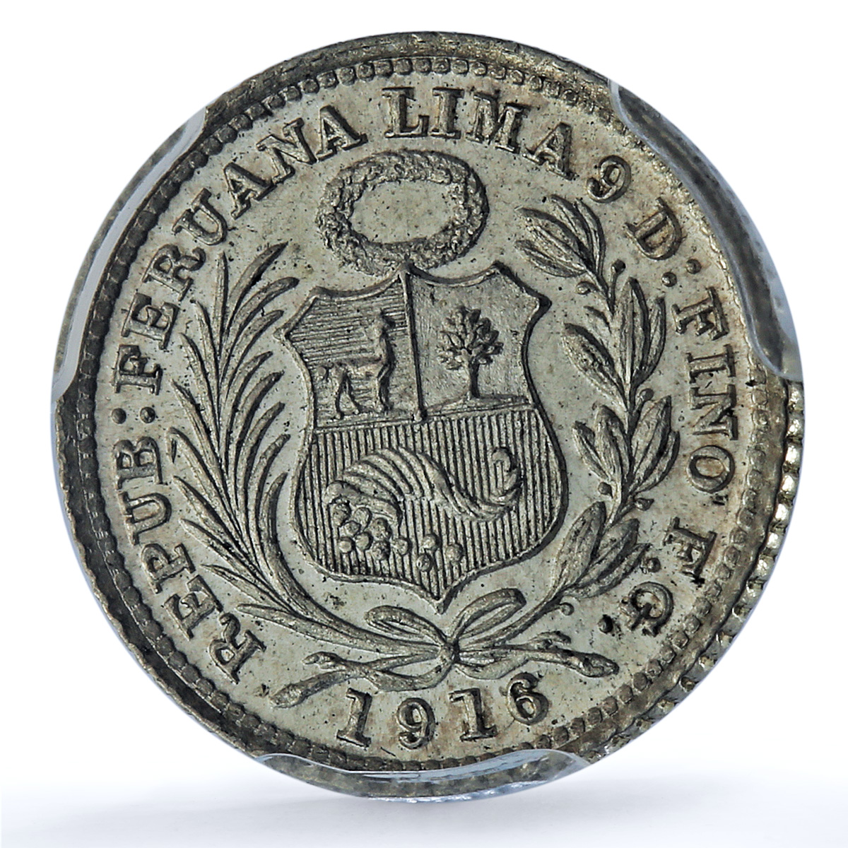 Peru 1/2 dinero Republic Coinage Liberty Seated MS63 PCGS silver coin 1916