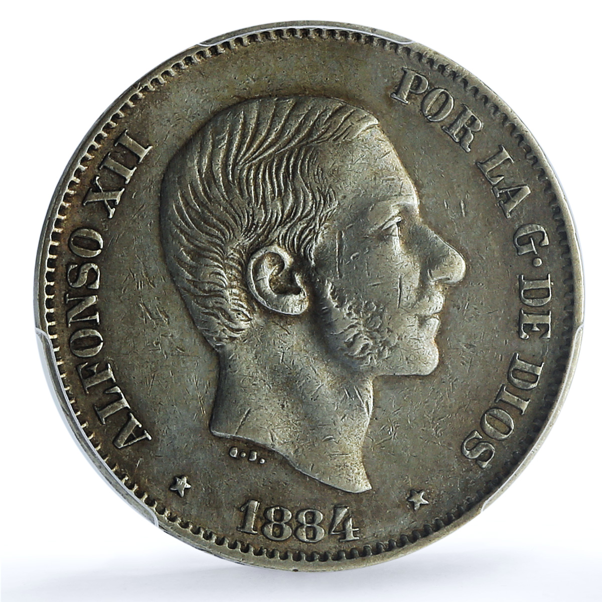 Philippines 50 centavos King Alfonso XII Coinage XF45 PCGS silver coin 1884 Philippines 50 centavos King Alfonso XII Coinage XF45 PCGS silver coin 1884