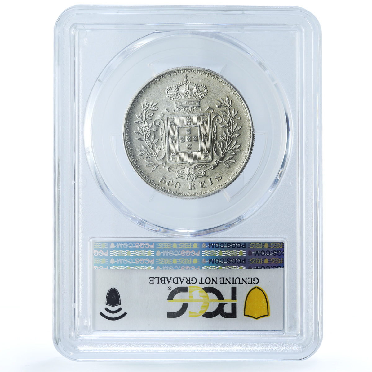 Portugal 500 reis King Charles Carlos I Coinage KM-535 UNC PCGS silver coin 1891