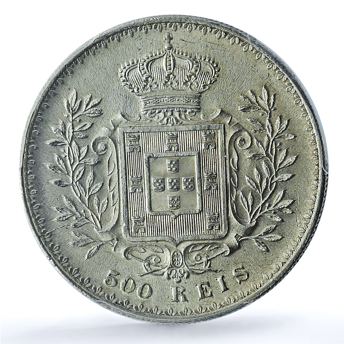 Portugal 500 reis King Charles Carlos I Coinage KM-535 UNC PCGS silver coin 1891