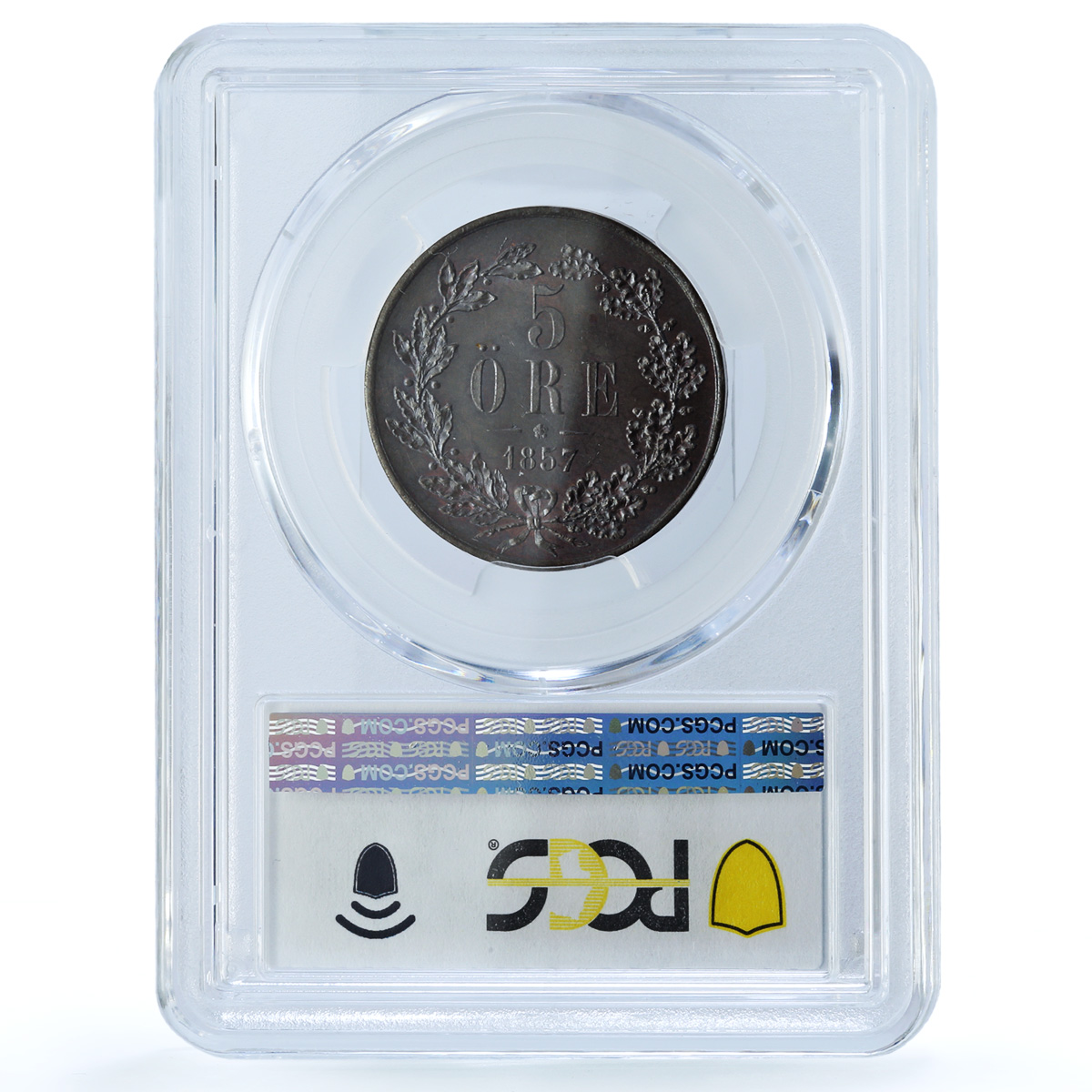 Sweden 5 ore King Oscar I UNIQUE VARIETY KM-690 MS65 PCGS bronze coin 1857 Sweden 5 ore King Oscar I UNIQUE VARIETY KM-690 MS65 PCGS bronze coin 1857