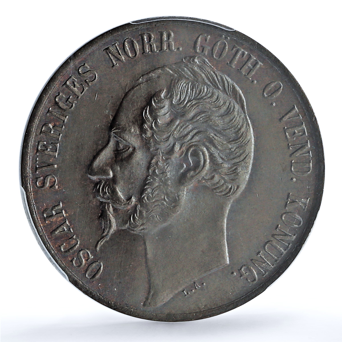 Sweden 5 ore King Oscar I UNIQUE VARIETY KM-690 MS65 PCGS bronze coin 1857 Sweden 5 ore King Oscar I UNIQUE VARIETY KM-690 MS65 PCGS bronze coin 1857