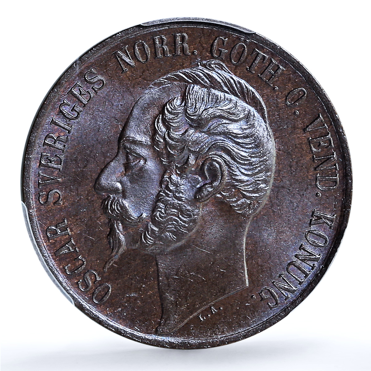 Sweden 5 ore King Oscar I UNIQUE VARIETY KM-690 MS65 PCGS bronze coin 1857 Sweden 5 ore King Oscar I UNIQUE VARIETY KM-690 MS65 PCGS bronze coin 1857